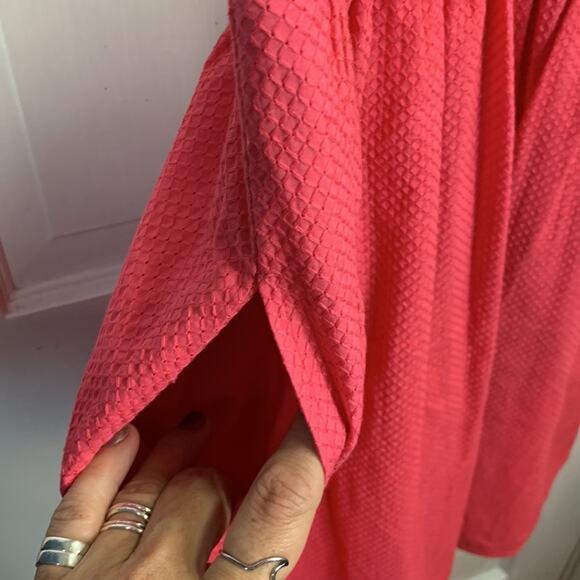 Loft Coral Sleeveless Barbiecore V-Neck Midi Dress New with tag W-707 Size 4 - Picture 4 of 9